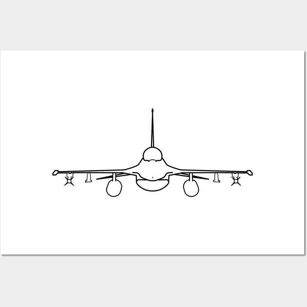 F-16 classic aircraft outline graphic (black) Wall Art by soitwouldseem